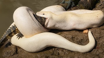 Unbelievable! Giant Albino Python Swallows Crocodile Whole