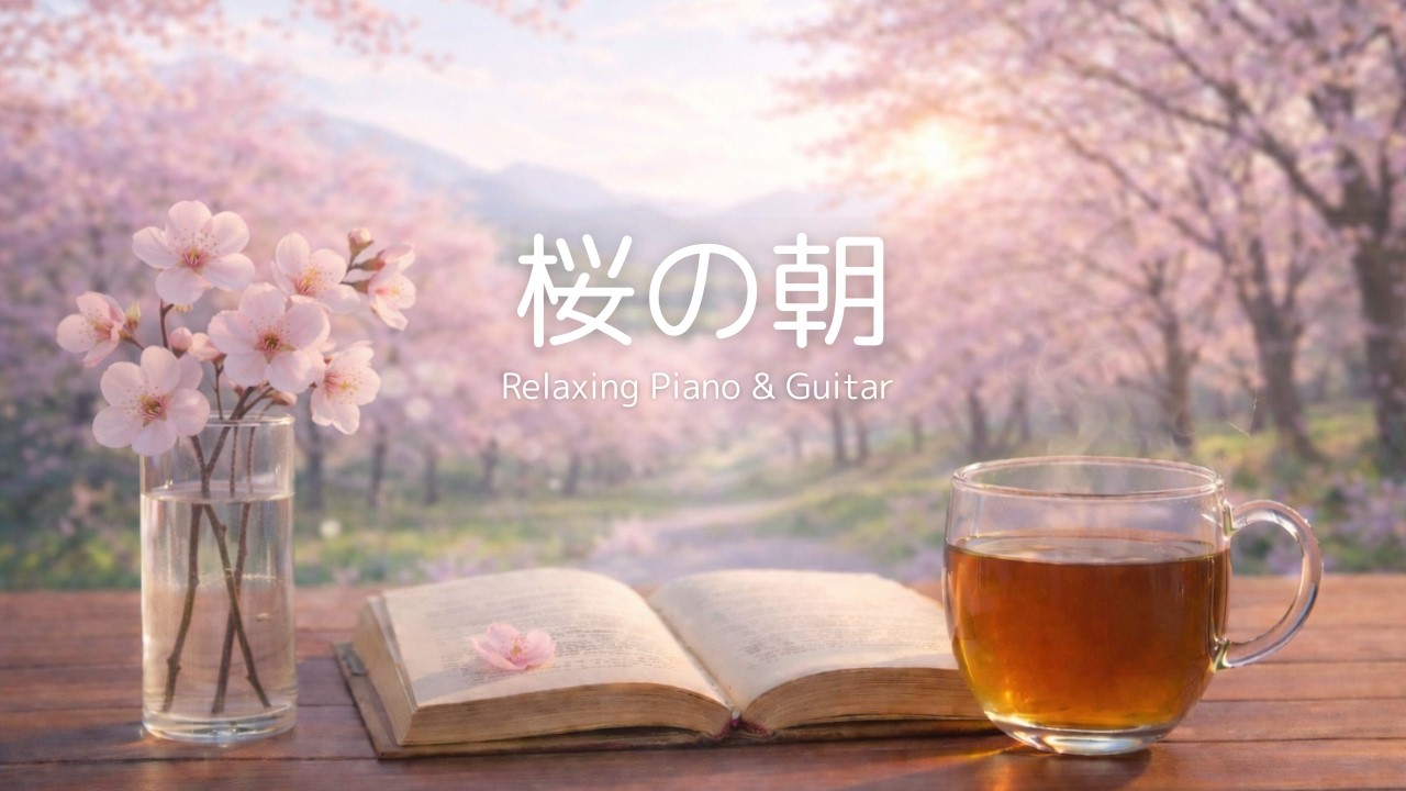 【朝カフェBGM】何もしない日曜、桜の朝｜やさしいピアノとギター