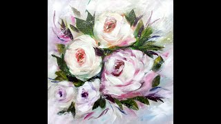 Roses, Flower Painting,  Acrylics,  Oblique Brush/ Rosen in Acryl, Blumenmalerei, Schrägpinsel/ V414