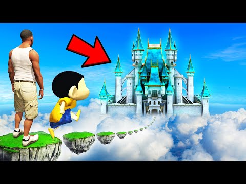 SHINCHAN AND FRANKLIN TRIED  MASSIVE FLOATING HEAVEN CASTLE CHALLENGE GTA 5