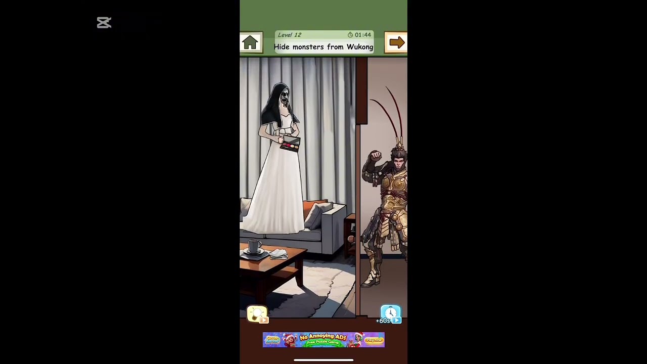 (Level 12) Scary Story: Annoying Puzzle - Hide monsters from Wukong (IOS Gameplay)