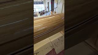 16 ft cedar strip canoe update - first layer of fiberglass #woodworking #diy #canoe #cedar #strip