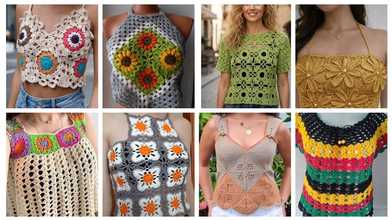 100+ Attractive & stylish crochet Top blouse Designs/crochet blouse Designs for jacket/sarees &Frock