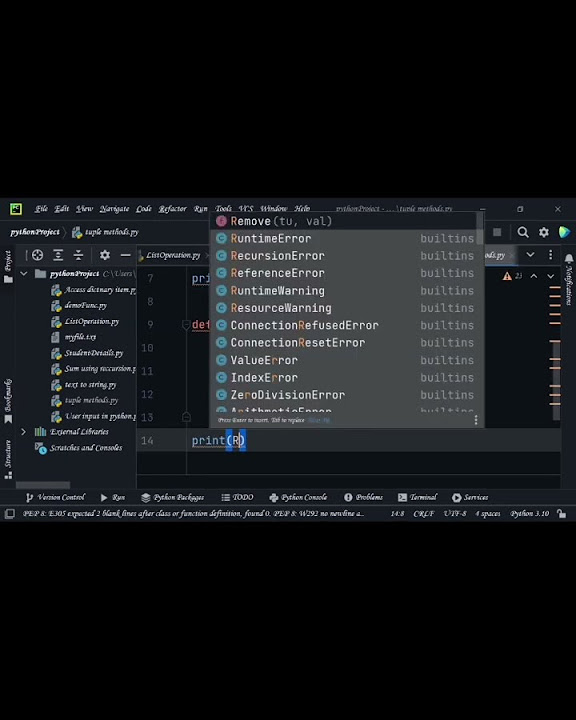 insertion and deletion in tuple in python #pythoncode #programming # ...