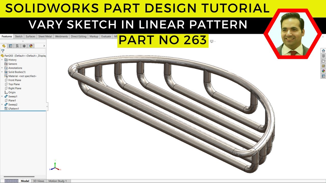 SolidWorks Tutorial: Part Design Using Linear Sketch Pattern with Vary ...