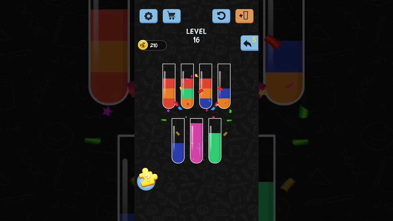 Water color sort level 16 Gameplay