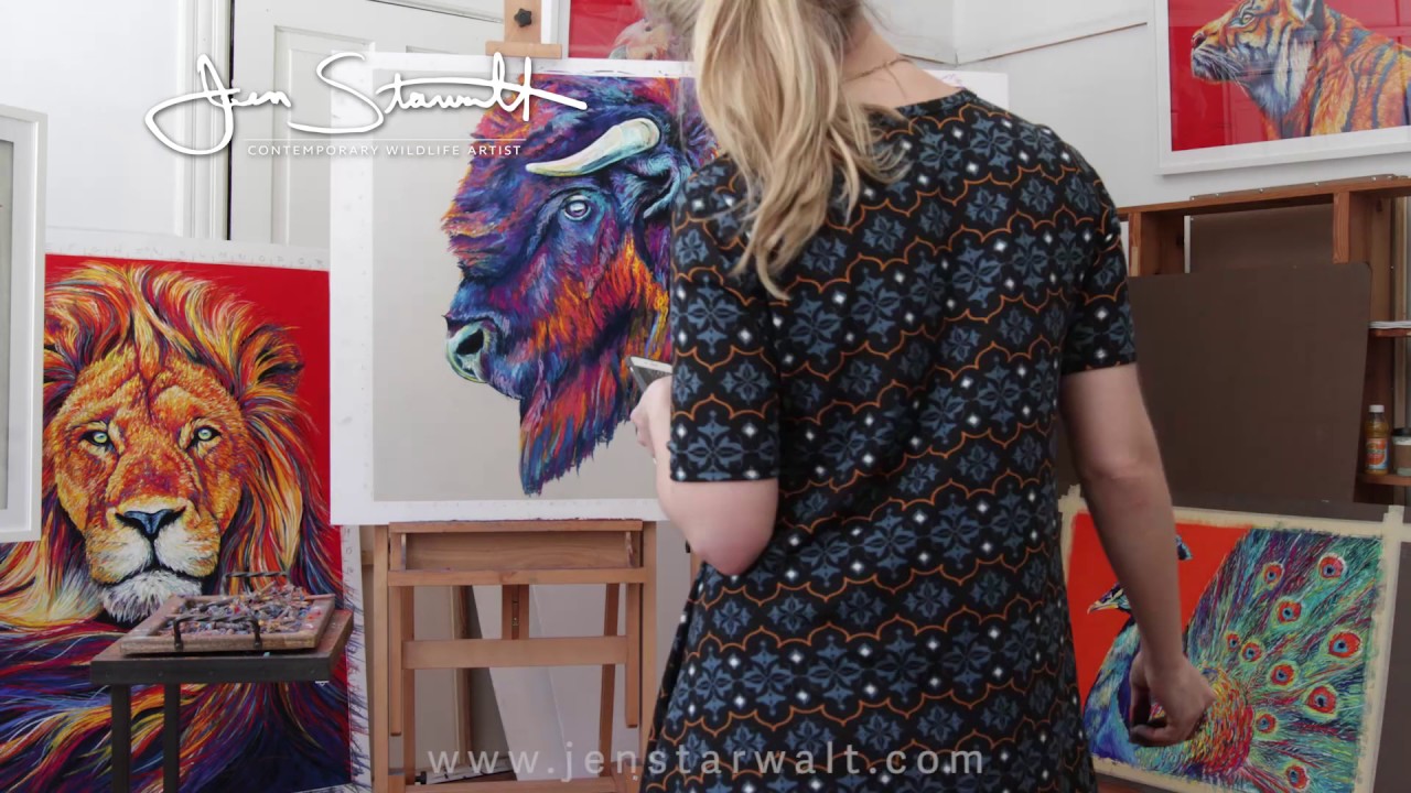 Steady as the Dreaming One timelapse by Jen starwalt Contemporary wildlife art artworks studio