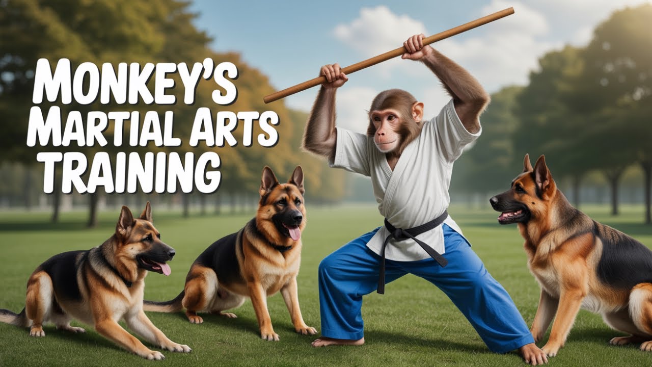 IMPOSSIBLE FIGHT: Kung Fu Monkey vs German Shepherd Pack!