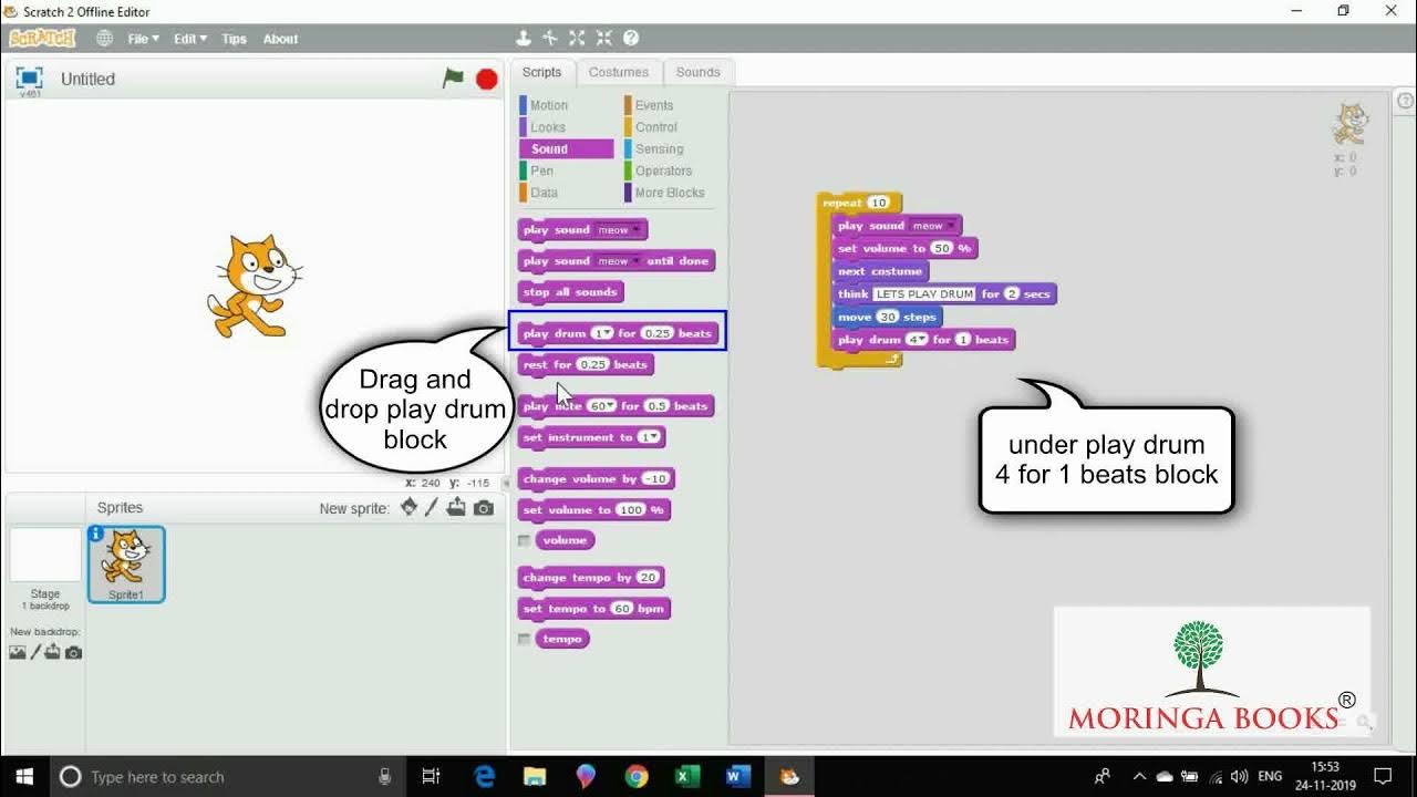 Scratch 2.0 How to Add Sound in Scratch Project in Windows 10 YouTube