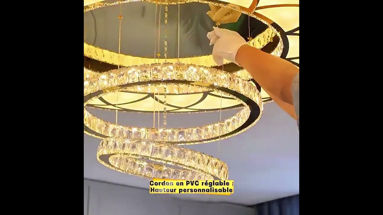 ✨ Lumière Élégante : Lustre LED Cristal pour un Intérieur Luxueux ✨