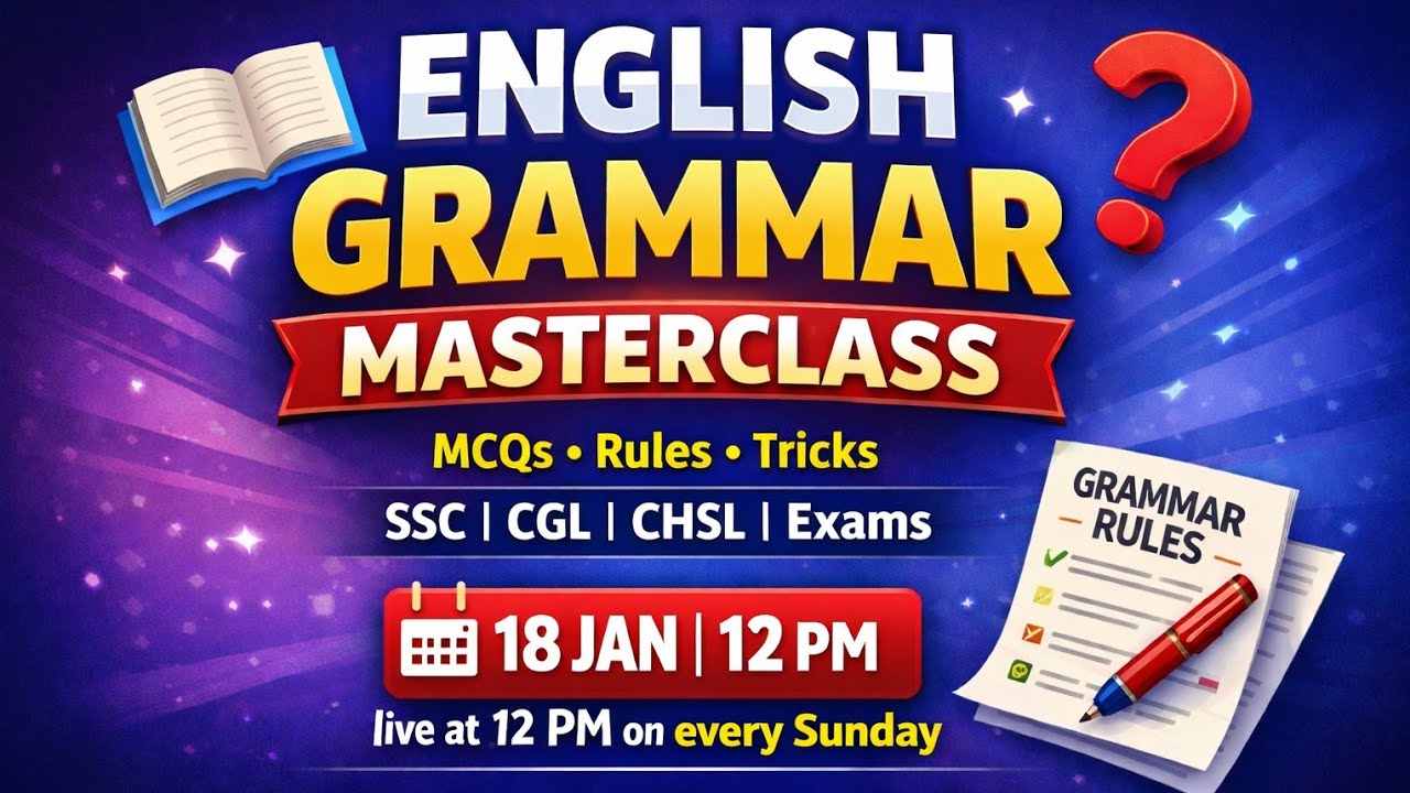 English Grammar Masterclass | Most Important Topics | Live at 12 PM