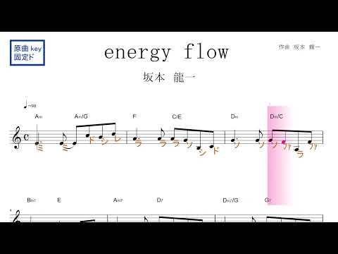 energy flow（坂本龍一）原曲key固定ド読み　／ドレミで歌う楽譜【コード付き】