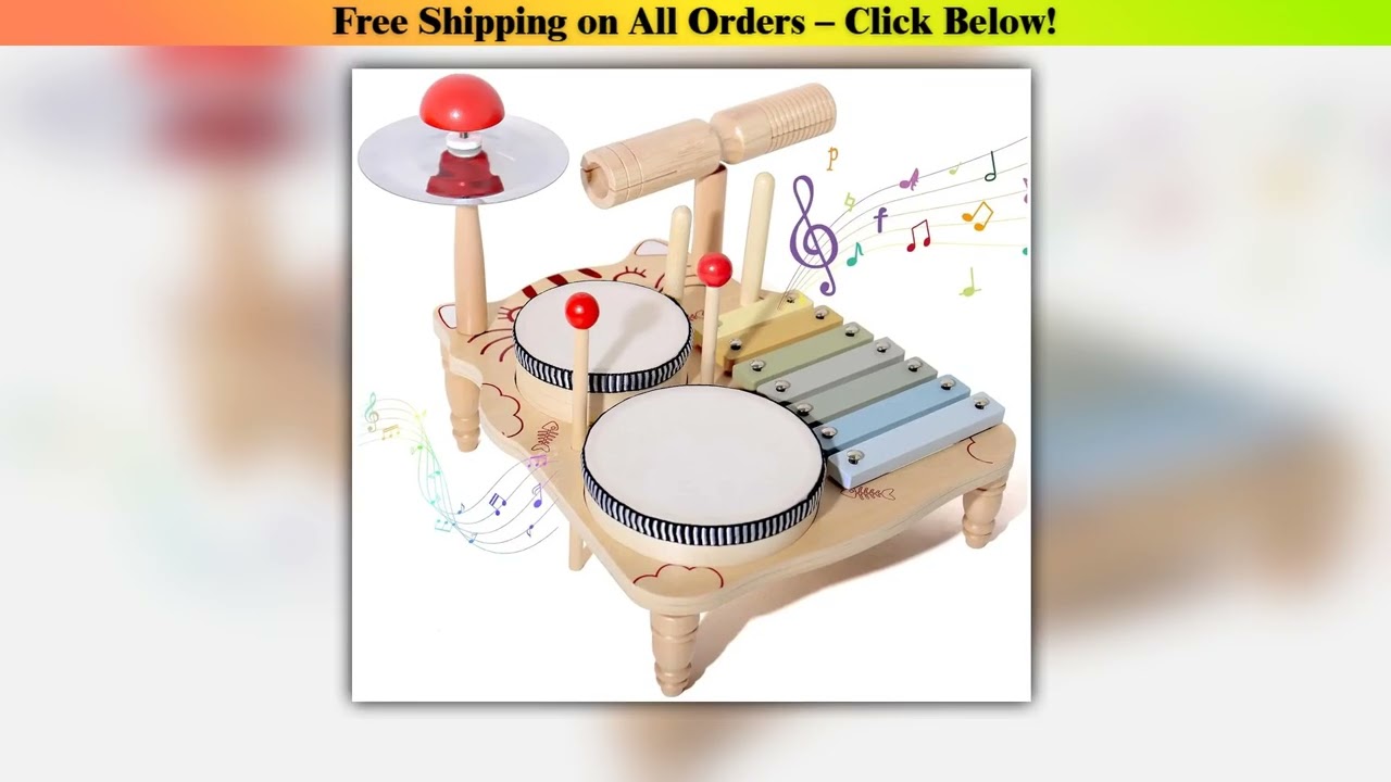 Wooden Xylophone Drum Set For ToddlersMontessori Baby Musical Instruments Toys Drum Set Percussion