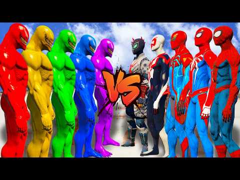 TEAM VENOM COLOR VS TEAM SPIDER-MAN - EPIC SUPERHERO BATTLE