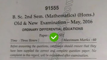 2016 Mdu BSc Math Hons 2nd Sem Ordininary Differential Equation Question Paper
