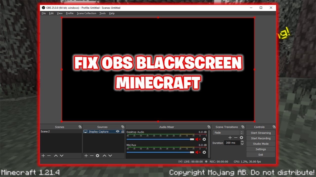 Can't record or stream minecraft with obs(game capture)