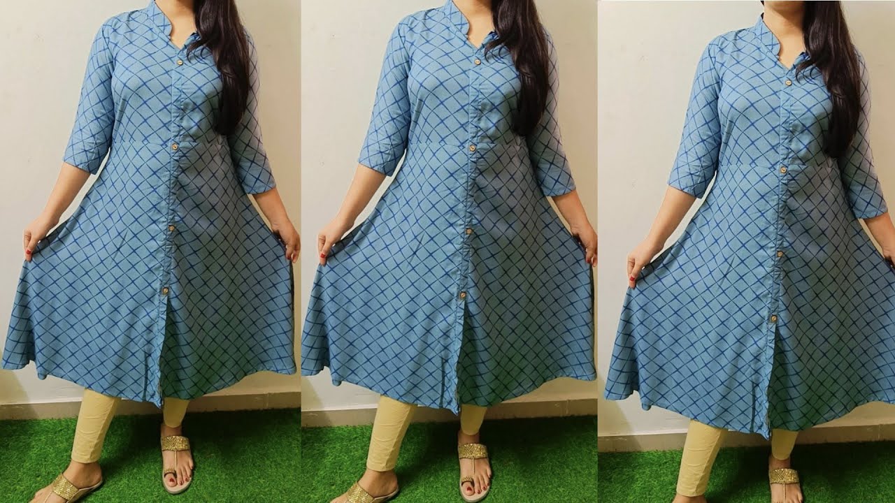 170224 (E3143) COTTON A-LINE KURTI - Blue – ELENTRA DESIGNS BY NIMI HEINS