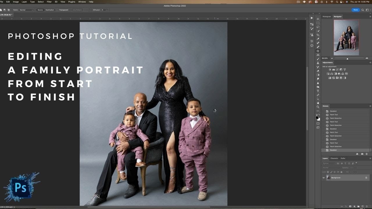 Editing Family Portrait From Start to Finish in Photoshop - YouTube