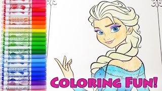 DISNEY Queen Elsa Coloring- Fun Disney Princess Frozen Colouring Page for Kids