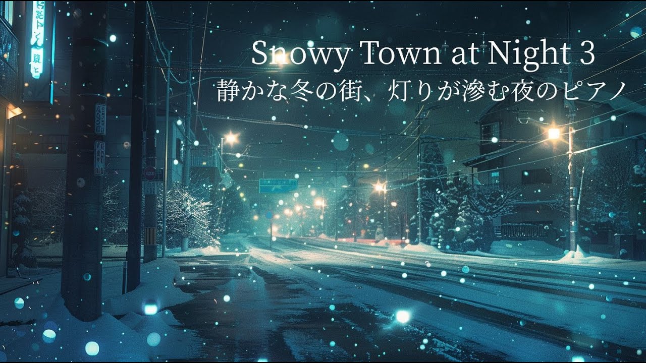 【雪のBGM】Snowy Town at Night 3｜静かな冬の街、灯りが滲む夜のピアノ
