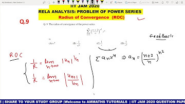 Q.9 IIT JAM 2020 MATHS SOLUTION | Power series problem of IIT JAM 20 Part-A | Radius of convergence