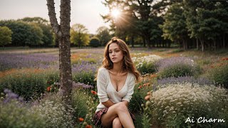 [4K] Elisa - jeune francaise dans les fleurs AI Lookbook