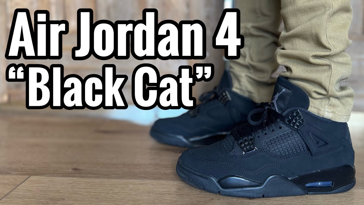 jordan 4 black cats on feet