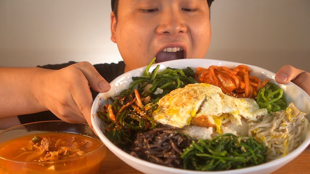 떵개가 직접만든 비빔밥과 돼지김치찌개 먹방~!! 리얼사운드 social eating Mukbang(Eating Show)