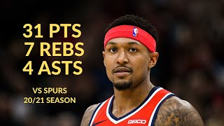 Bradley Beal 31 Pts 7 Rebs 4 Asts Highlights vs San Antonio Spurs | NBA 20/21 Season