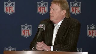 Oakland raiders owner mark davis said that he's taking the team into
future with a world-class stadium at press conference to announce
team's move ...