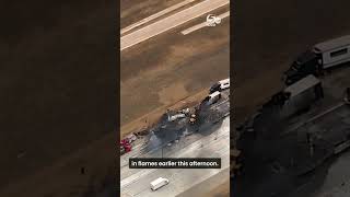 Sky 5 shows aftermath of fiery crash that shut down Turner Turnpike