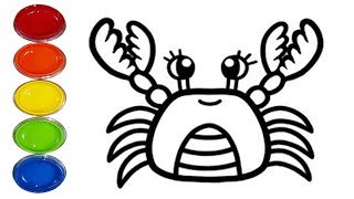 Drawing and coloring a Crab / 무지개 꽃게 색칠하기 / 어린이를 위한 색칠놀이 그림놀이 / 컬러링북 Coloring book ♥ screenshot 5