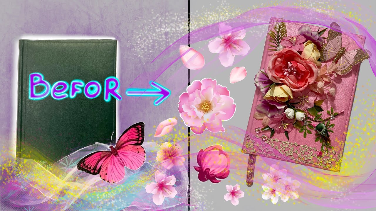 Декор обложки блокнота / декор блокнота своими руками - YouTube