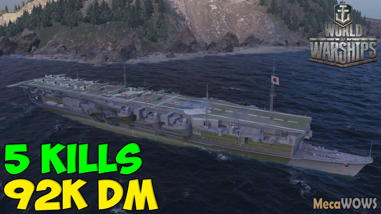 World of WarShips | Ryūjō | 5 KILLS | 92K Damage - Replay Gameplay 1080p 60 fps