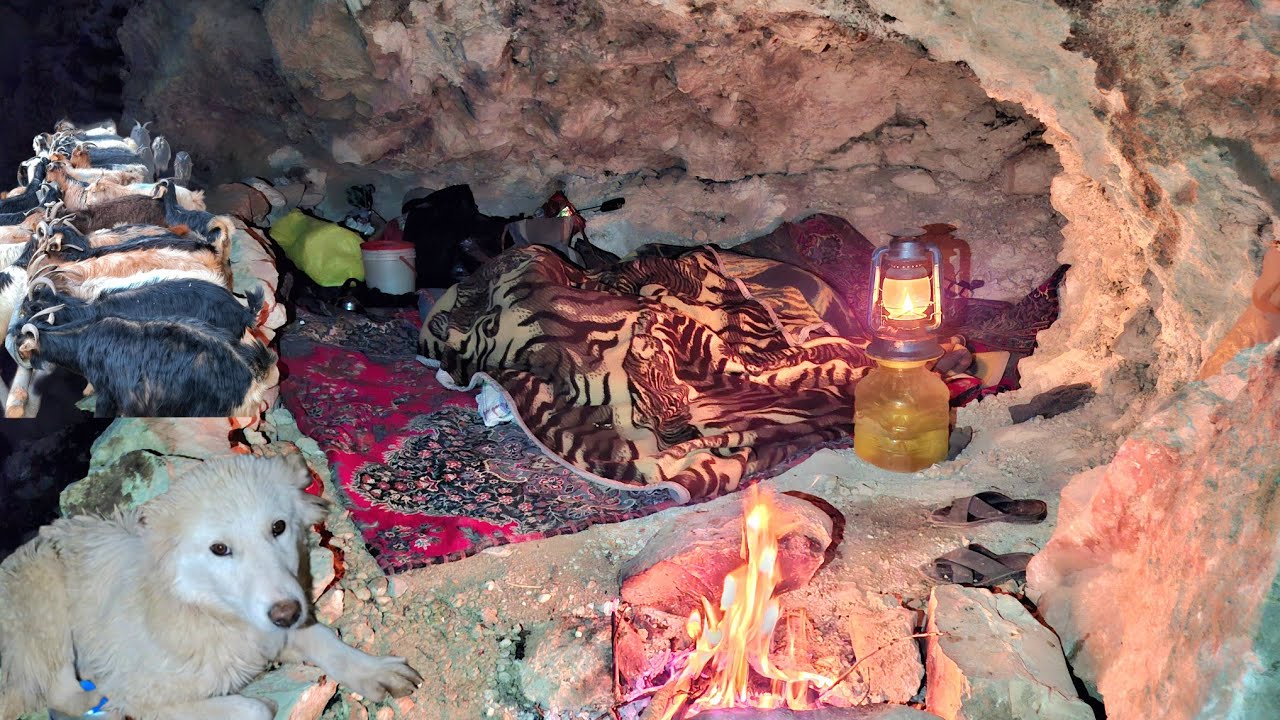 🏔️ Cave Life | 🐑 Preparing a Cave for Sheep ️🔥A Cold Winter Night with ...