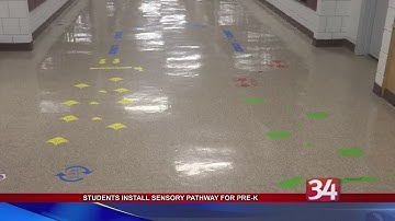 BHS students install sensory pathway for Pre-K
