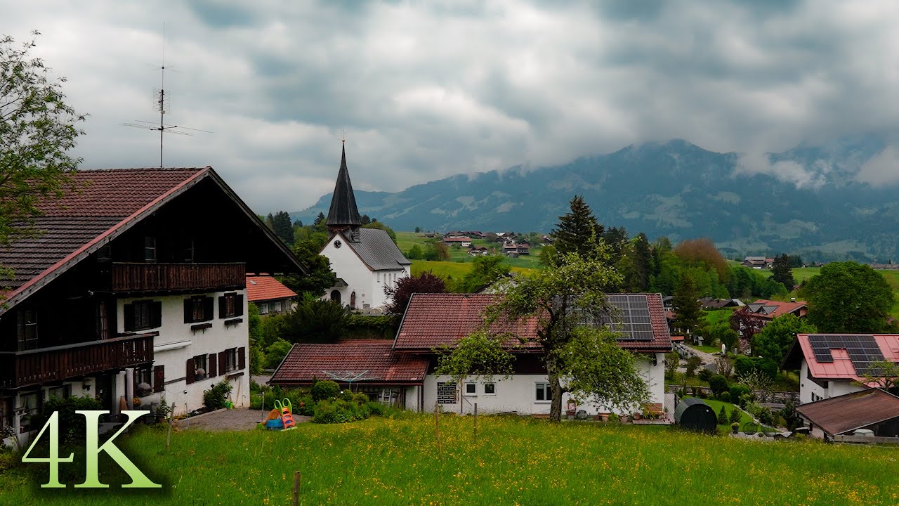Obermaiselstein, idyllic Mountain Village in the Allgäu, Relaxed Walk with Alpine Panorama 4K