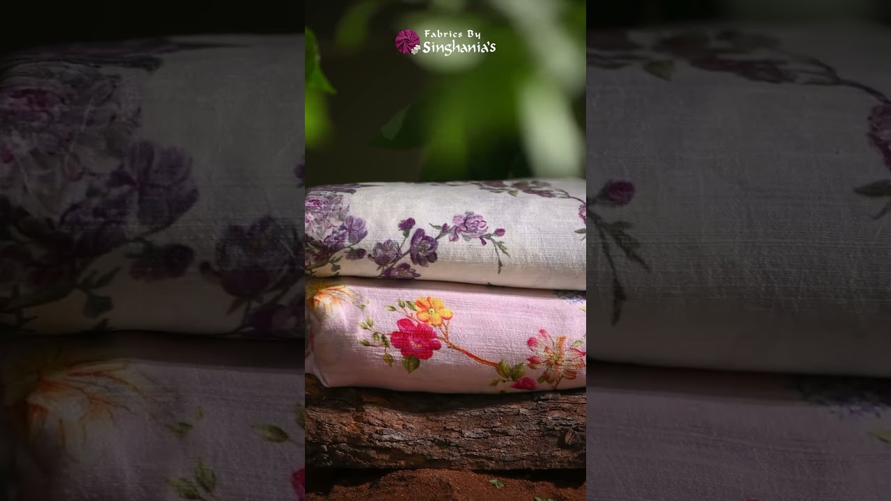 Pastel Floral Printed Rawsilk Fabrics| FABRIC BY SINGHANIA'S