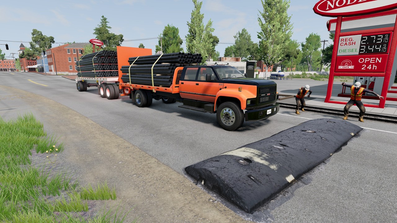 Trucks vs SpeedBump - BeamNG.Drive
