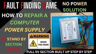 FRONTECH 230W COMPUTER POWER SUPPLY NO POWER SOLUTION | 5V SECTION BUILT-UP | 5V STAND-BY MISSING |