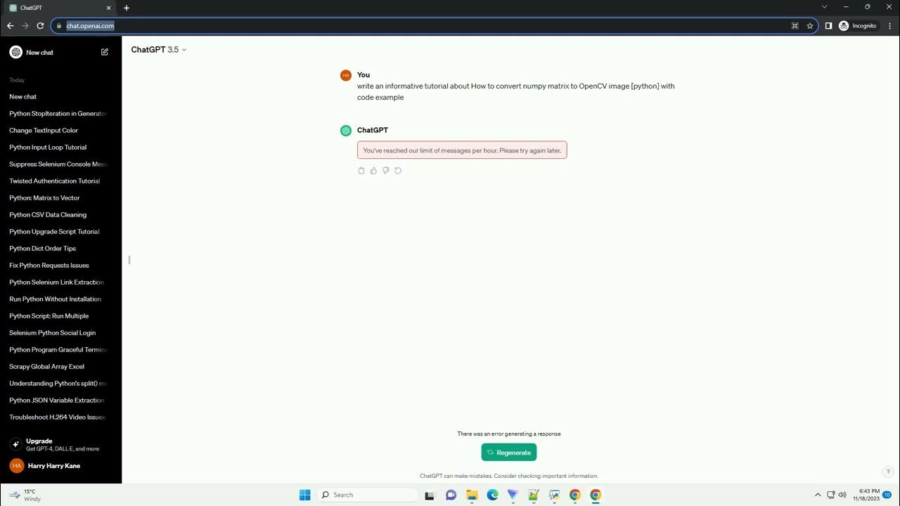 How to convert numpy matrix to OpenCV image python - YouTube