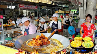 Full of Customers! $1.20 Best Deep-Fried Meat with Unlimited Rice & Vegetables | Thai Street Food