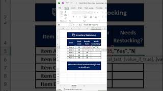 How to Check Which Items Need Restocking in Excel | Inventory Management Tutorial