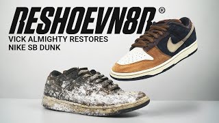 Vick Almighty and #Reshoevn8r #Restore these SUPER TRASHED Joe Stummer #Nike SB DUNKS