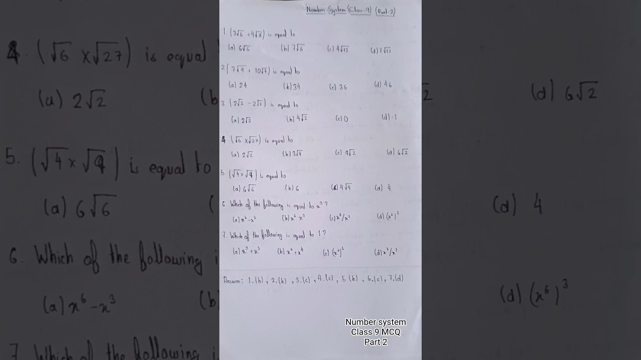 Number system (MCQ) || Class 9 || Part 2 