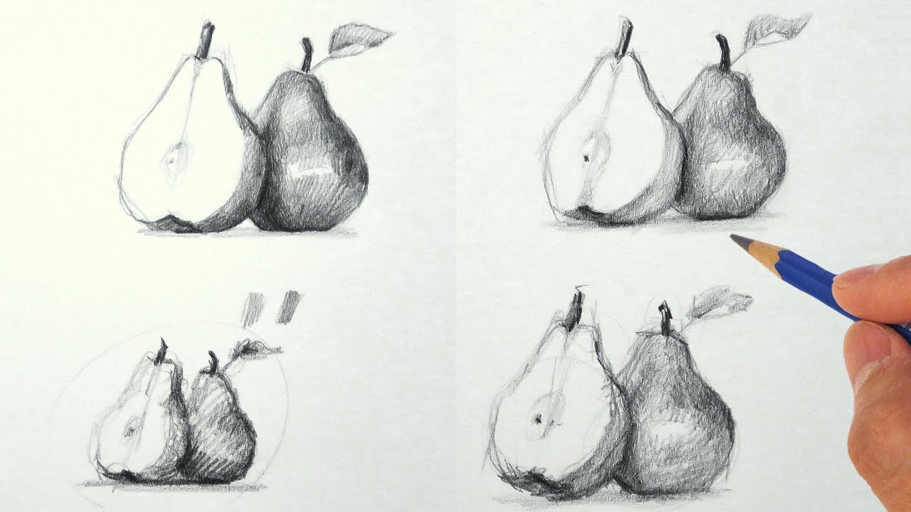 How to Draw Pears Different Ways of Drawing Easy YouTube