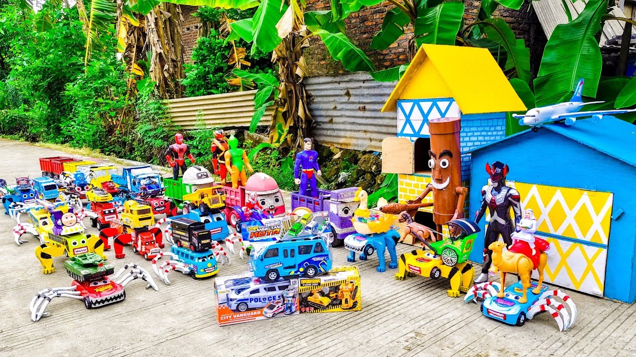 WADIDAW !! Mobil Truk Tronton Panjang Bongkar Mainan Mobil Mobilan Truk Molen, Truk Mixer, Excavator
