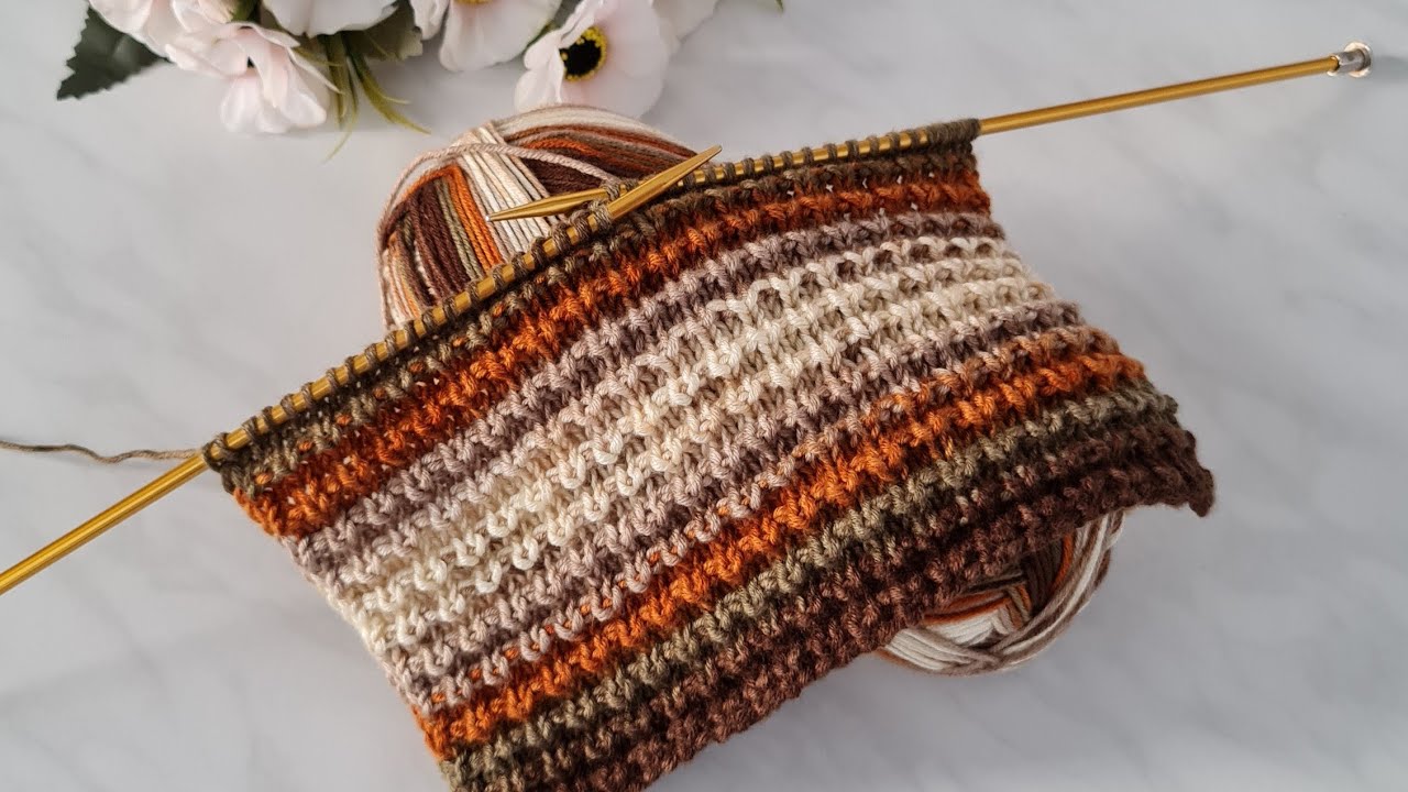 Очень простой узор для вязания шарфа, шапочки, детского одеяла и жилета ✅️