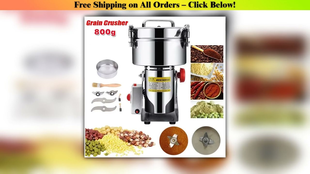 Electric Grain Mill Grinder Stainless Steel Pulverizer Powder Machine for Dry Herbs Grains Spices