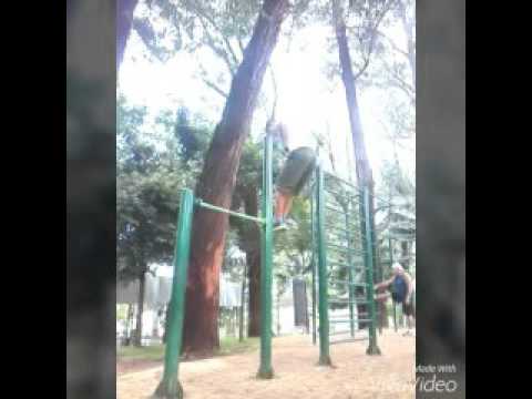 Calisthenics, muscle ups. Pull over korean dips
